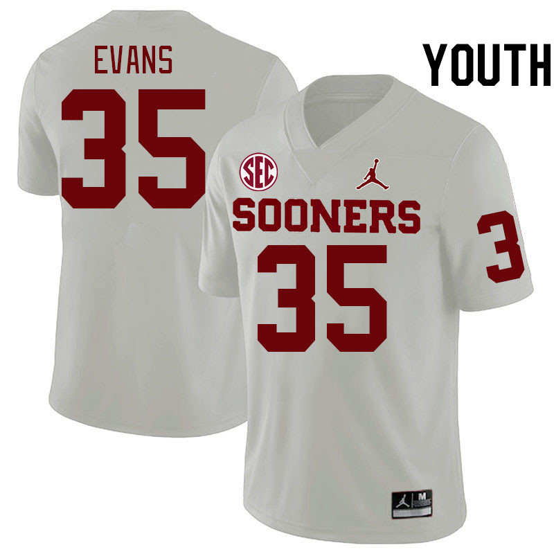 Youth #35 Liam Evans Oklahoma Sooners 2024 SEC Conference College Football Jerseys-White